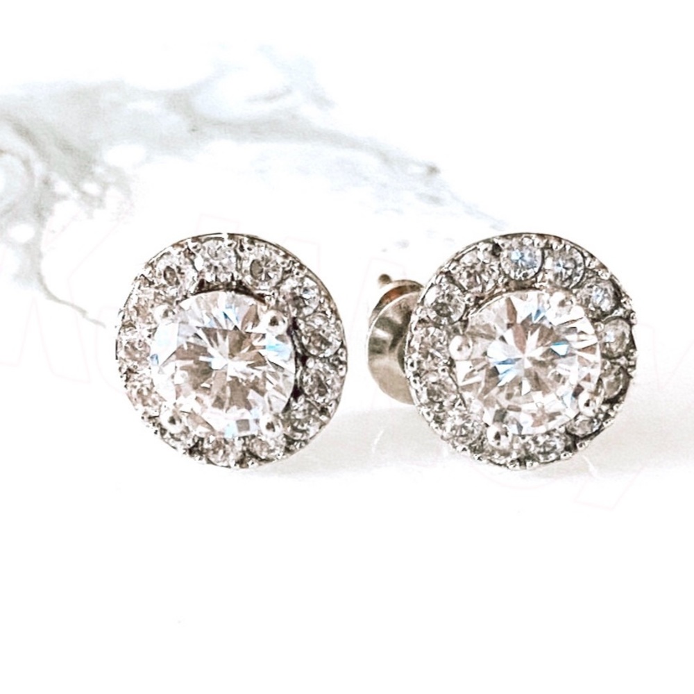 18k White Gold Filled CZ Earrings - Picture 3 of 6